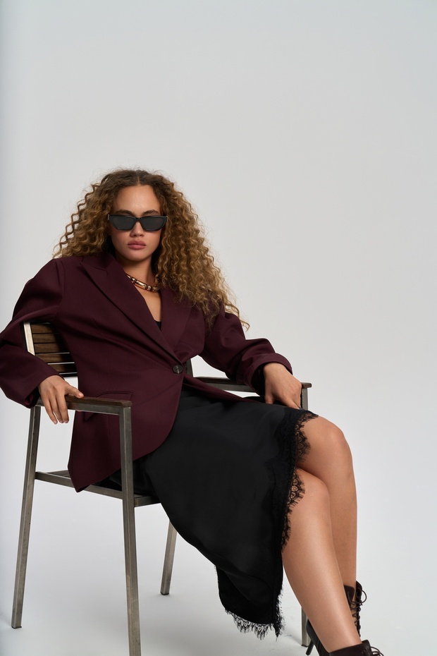 Briella Belden Oturtmalı Bordo Blazer - 7