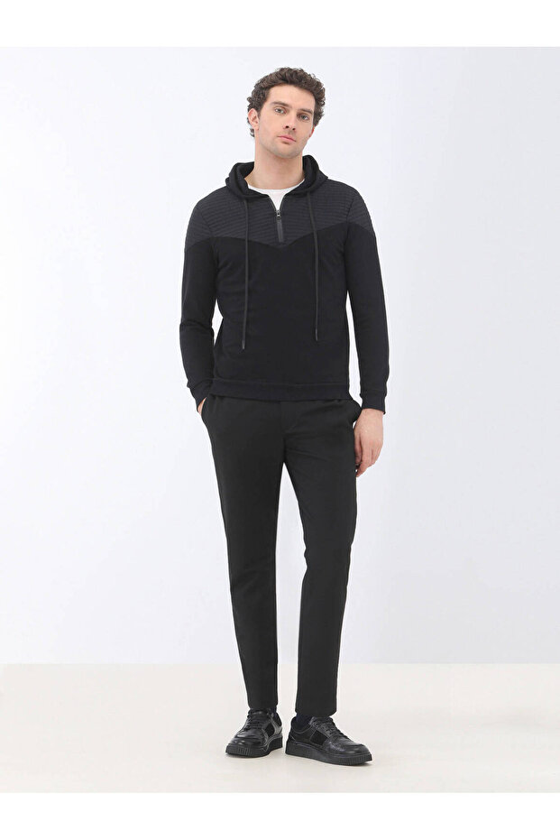 Siyah Kapüşonlu Sweatshırt - 2