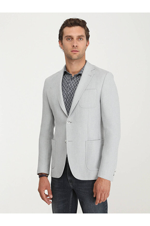 سترة رمادية عادية بقصة عادية - 1