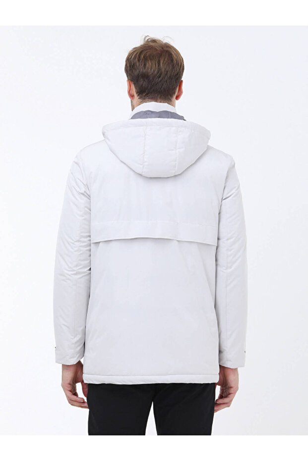Taş Regular Fit Kapüşonlu Casual Dokuma Kaban - 7