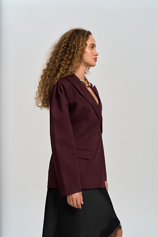 Briella Belden Oturtmalı Bordo Blazer - 4