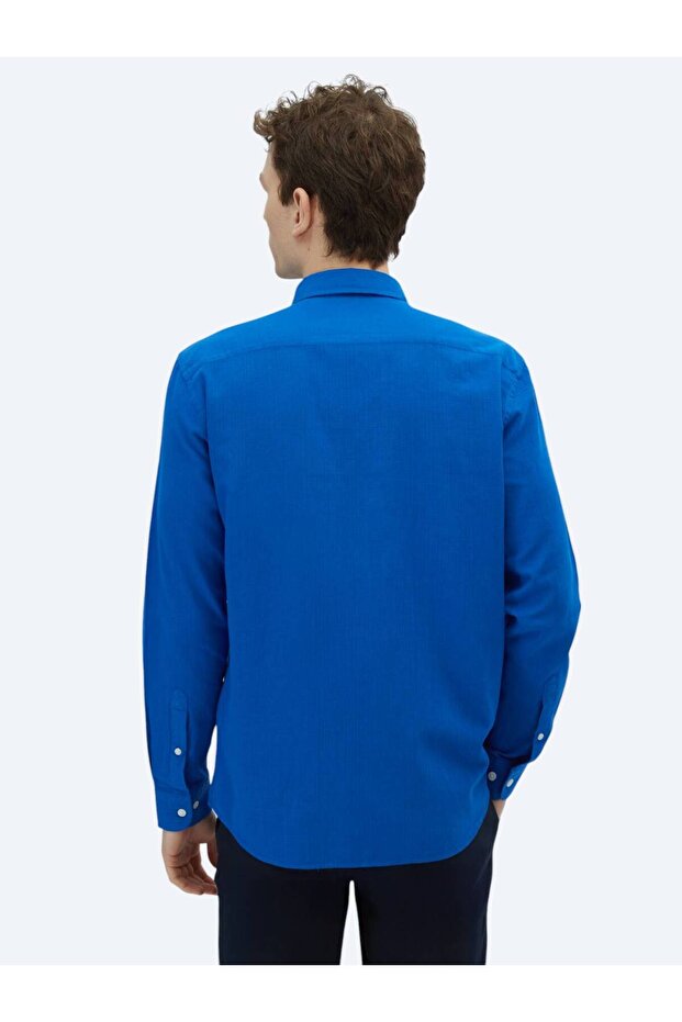Saks Düz Regular Fit Dokuma Casual %100 Pamuk Gömlek - 5