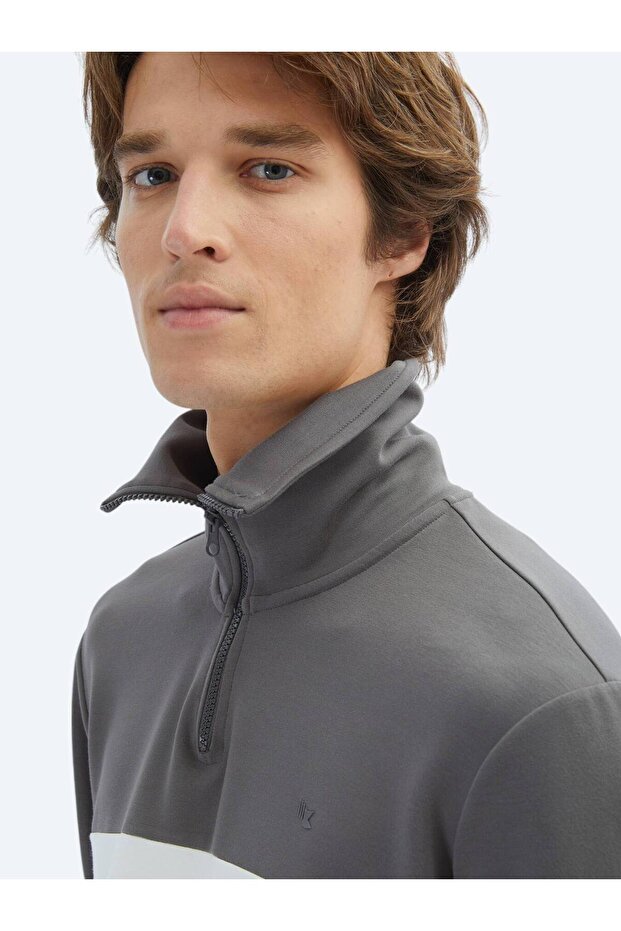 Antrasit Dik Yaka Sweatshırt - 7