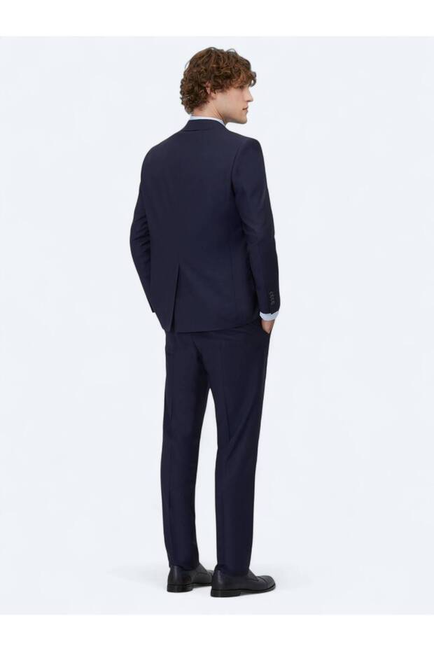 Saks Düz Regular Fit Yün Karışımlı Takım Elbise - 5