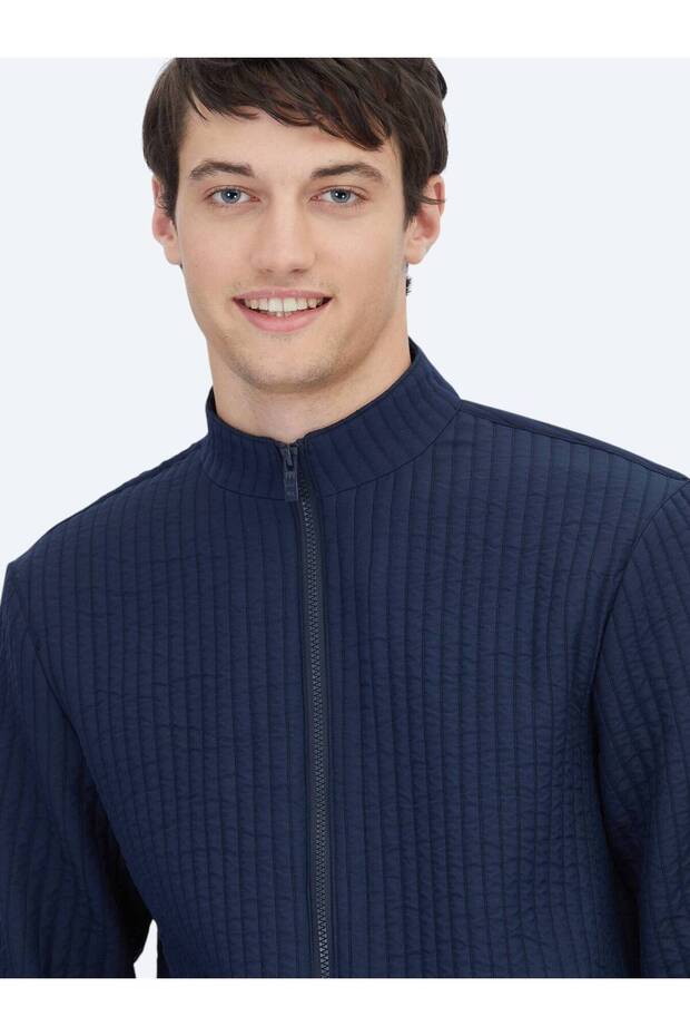 Lacivert Regular Fit Casual Dokuma Mont - 4