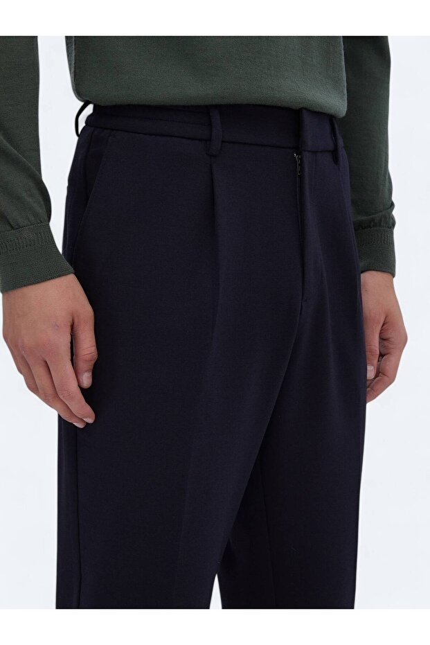 Lacivert Örme Carrot Fit Casual Pantolon - 3