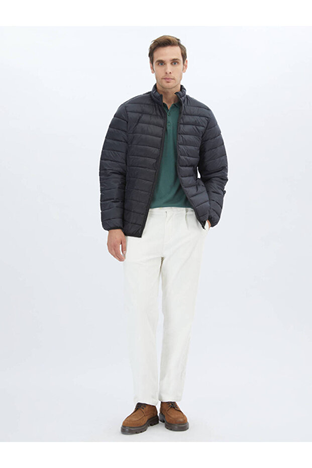 Siyah Regular Fit Casual Dokuma Mont - 3
