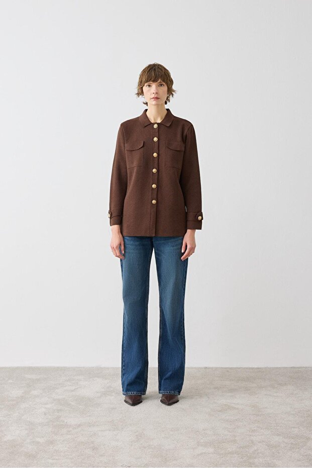 CELİNE ÇELİK ÖRME TRİKO HIRKA KAHVE - 1