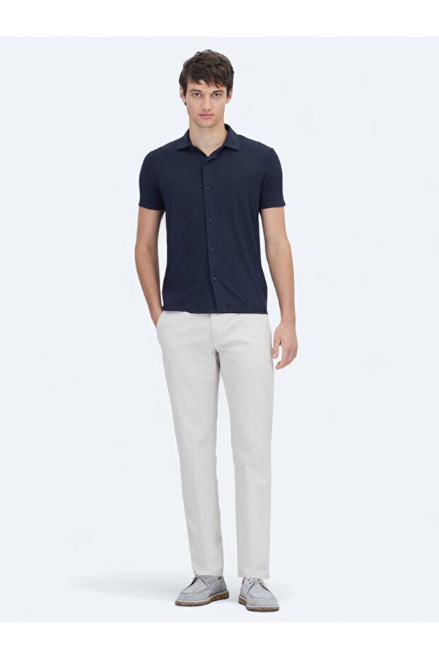 Lacivert Desenli Regular Fit Casual Gömlek - 3