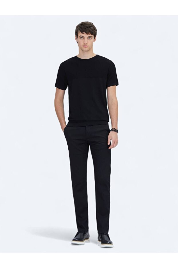 Black Crew Neck Patterned Knitwear - 2