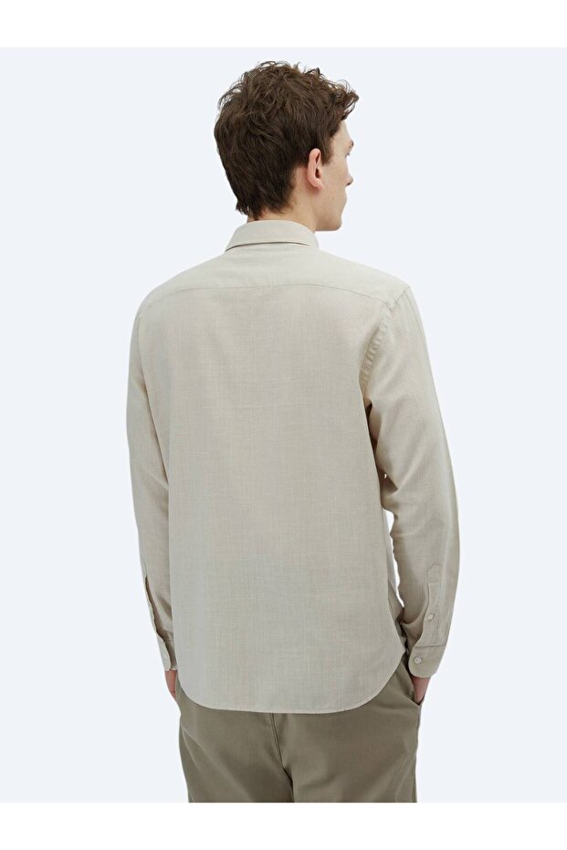 Taş Düz Regular Fit Dokuma Casual %100 Pamuk Gömlek - 6