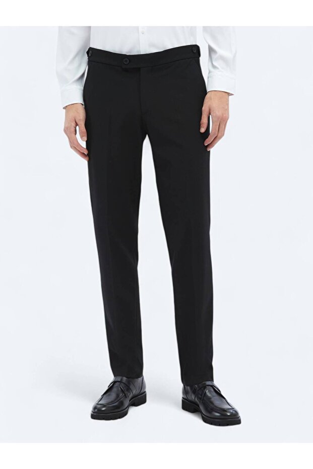 Siyah Dokuma Regular Fit Casual Pantolon - 2