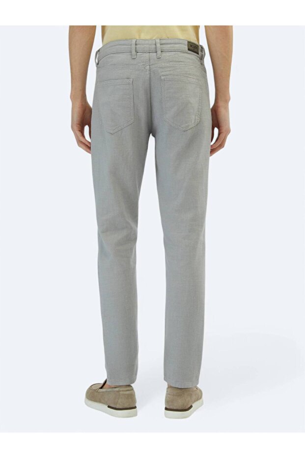 Gri Dokuma Regular Fit Casual Pamuk Karışımlı Pantolon - 4