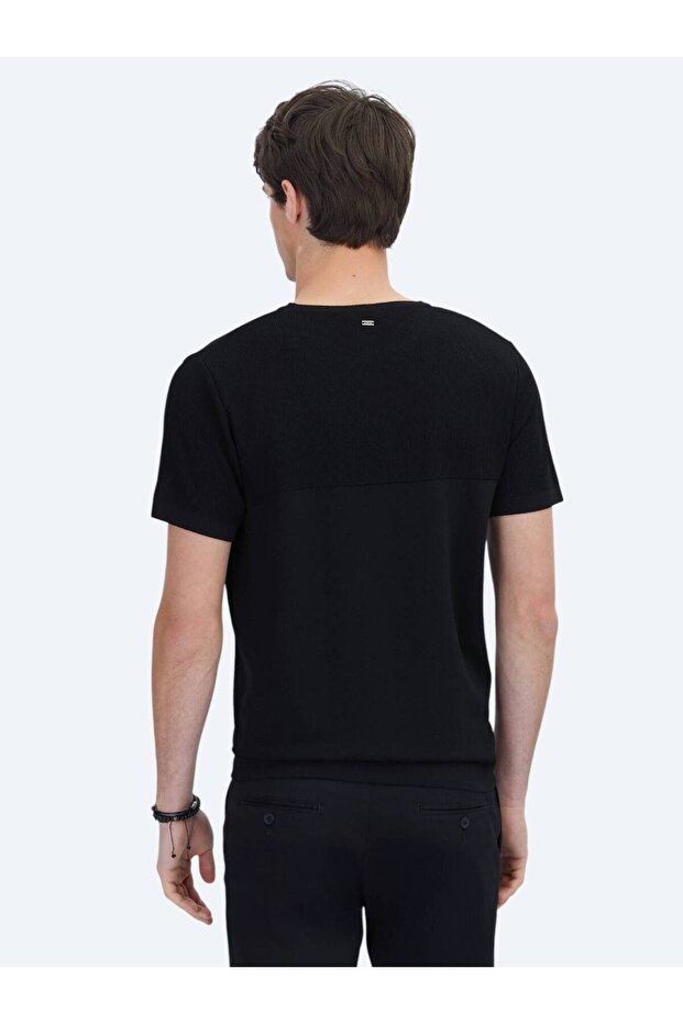 Black Crew Neck Patterned Knitwear - 5