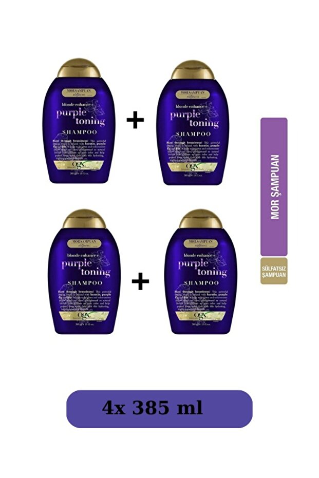 Turunculaşma Karşiti Purple Toning Mor Şampuan 385 ml 4 Adet - 2