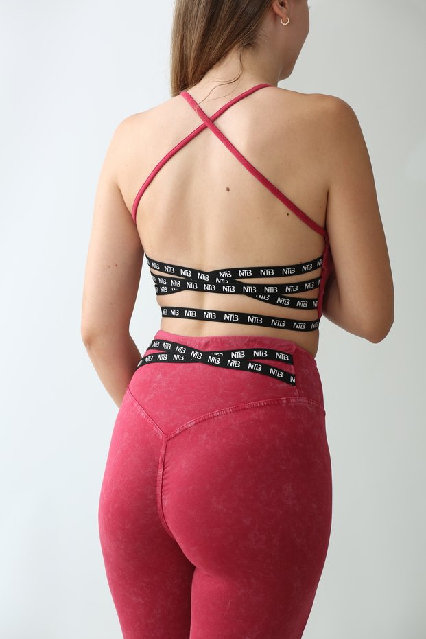 Women's Sports Bra - Seamless and Gathering Back Detail Bra Acid Pink