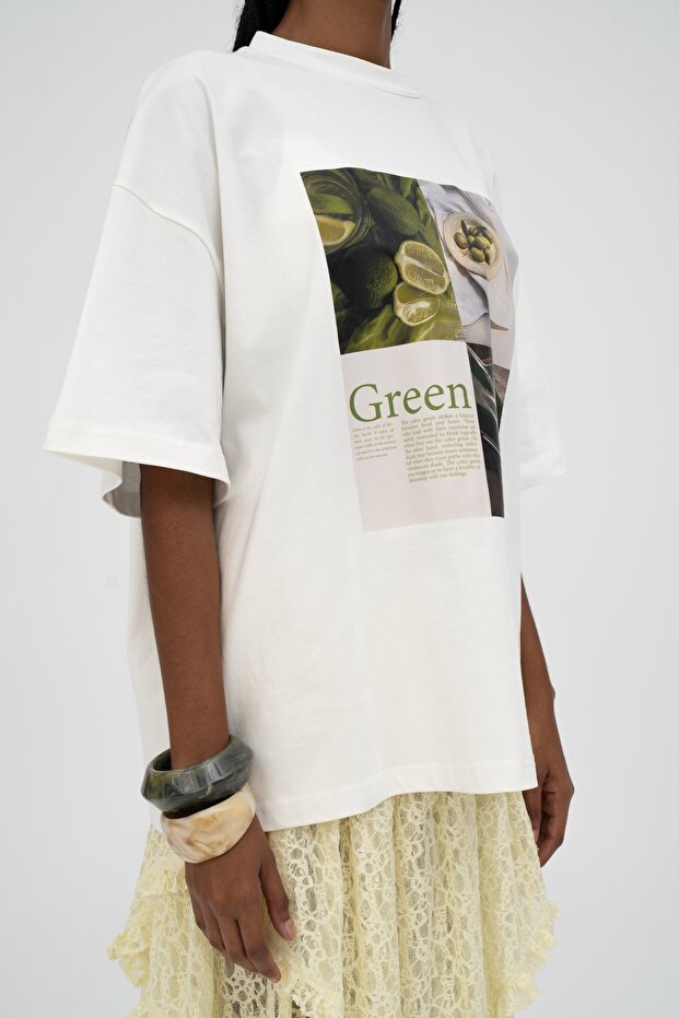 Lime Oversize Beyaz T-Shirt - 7