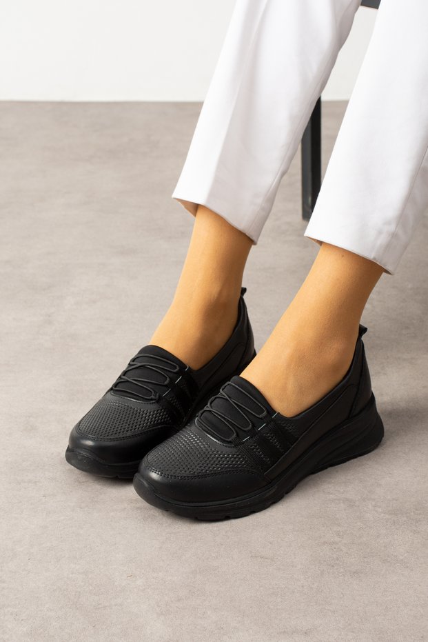 STOREX BLACK WOMEN GENUINE LEATHER SHOES