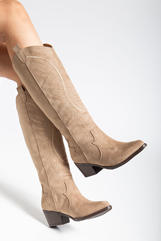 Női nercbőr hímzett western cowboy cowgirl csizma - 2