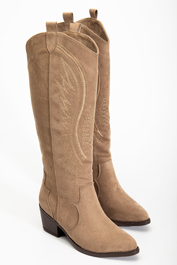 Női nercbőr hímzett western cowboy cowgirl csizma - 4