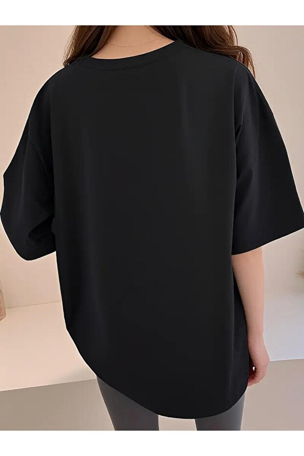 YARIM KALP BASKILI OVERSİZE TİŞÖRT - 2