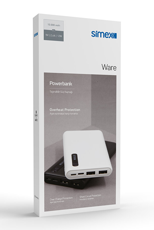 Ware 10.000 mAh Dijital Ekranlı Powerbank - Dual Şarj, Type-C & Micro USB, Hızlı Şarj Destekli - 6