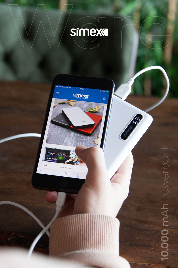 Ware 10.000 mAh Dijital Ekranlı Powerbank - Dual Şarj, Type-C & Micro USB, Hızlı Şarj Destekli - 5