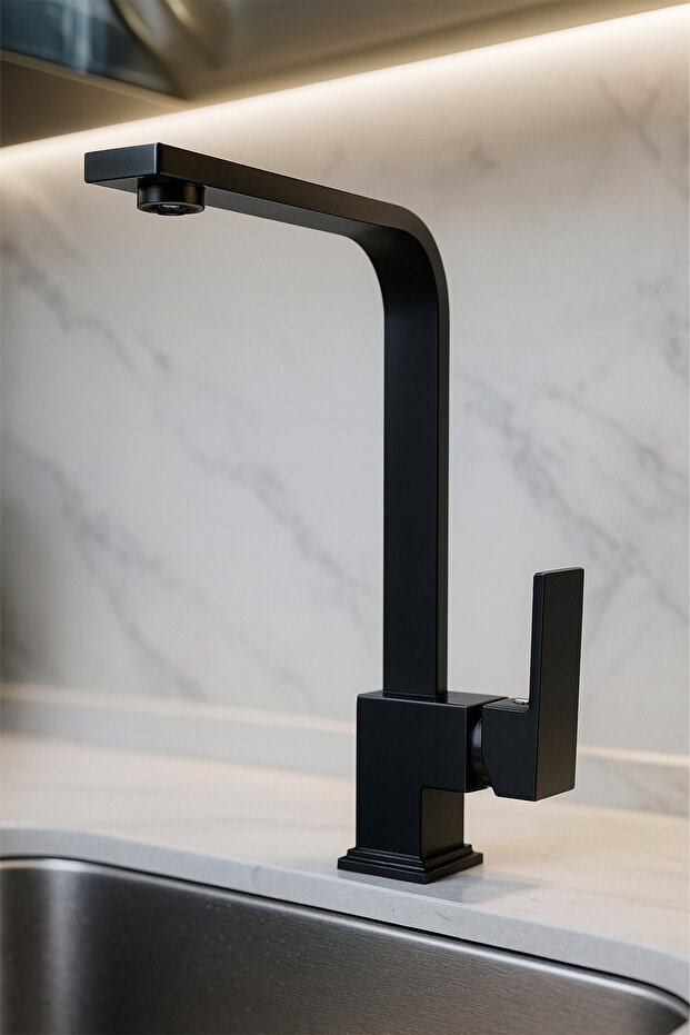 Matte Black Mix Square Kitchen Sink Faucet on Off Kitchen Decorative Faucet