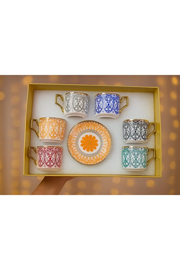 Çini Desenli 6 Kişilik Kahve Fincan Takımı - 5