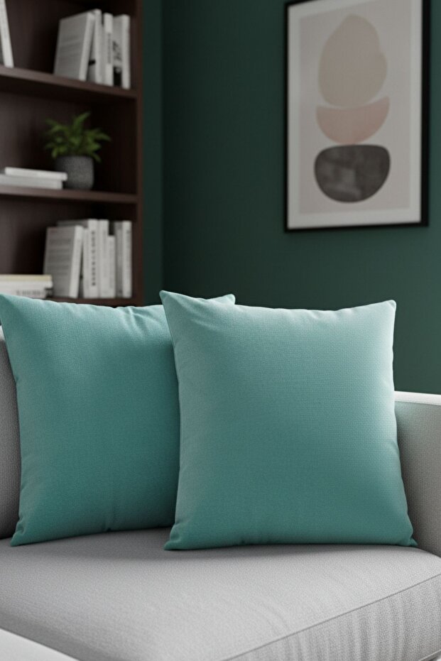 Throw Pillow Cover Special Design Set of 2 Soft Textured Turquoise Colored Gift Throw Pillow