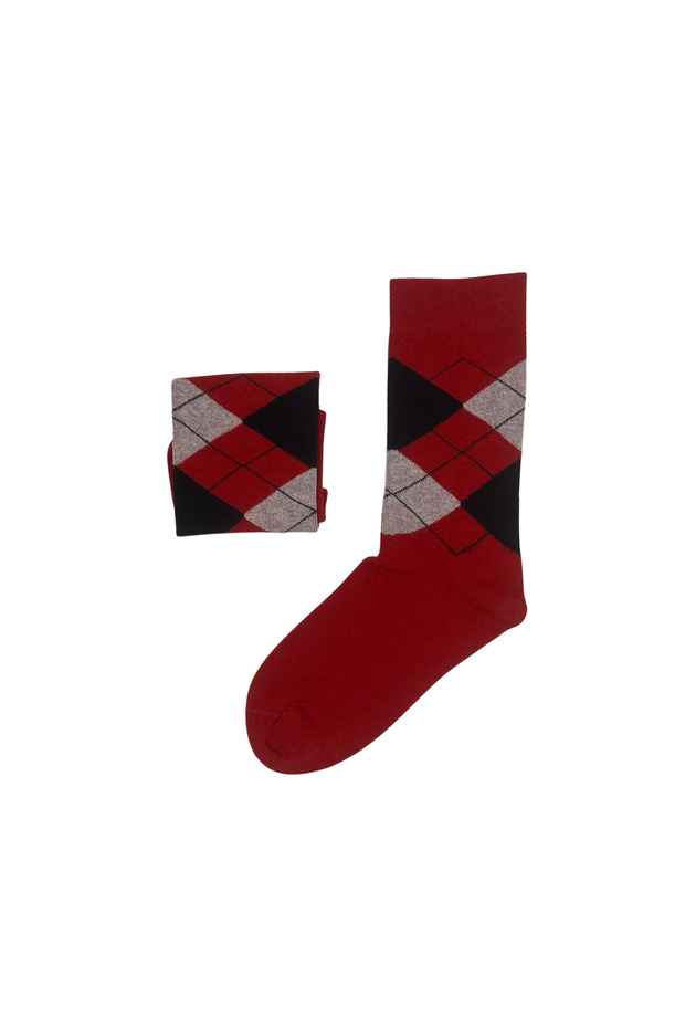 Red Baklava Patterned Classic Socks - 1