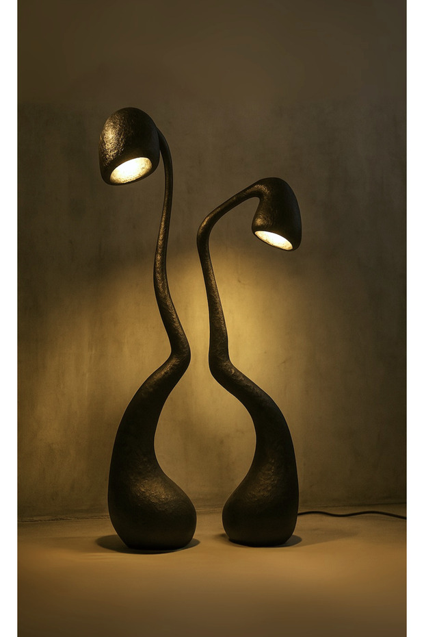 Eskitme Dokulu Soyut Tasarım İkili Lambader - 1