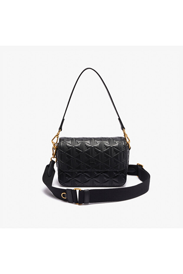 Maheki Kadın Monogram Deri Siyah Omuz Çantası - 7