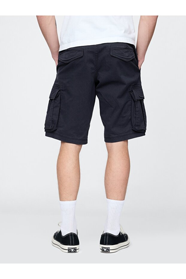 Erkek Lacivert 11" Relaxed Kargo Şort - 6