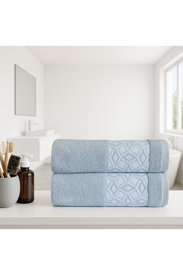 100% Cotton 2-Piece Hand, Face and Head Towels 55x100cm