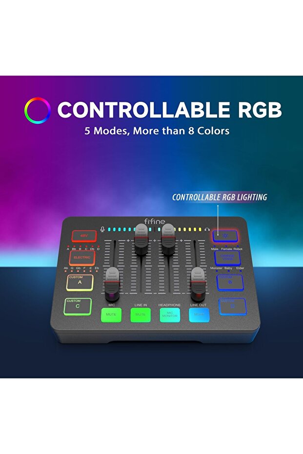 Gaming Audio Mixer SC3 with XLR Interface, Individual Channel Control, Mute Button, RGB - 6