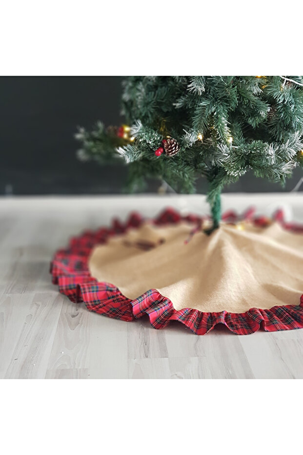 Yılbaşı çam ağacı örtüsü, dokuma ekose 60 cm - 2