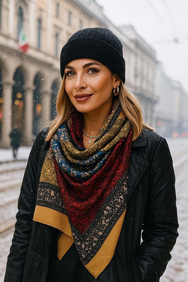 Saffron Shawl Patterned Women's Shawl