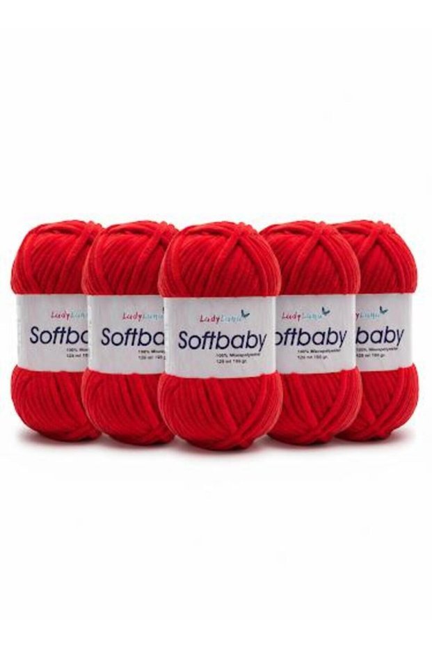 Softbaby (Velvet-Chenille) Hand Knitting Yarn (5Yumak) 543 Red