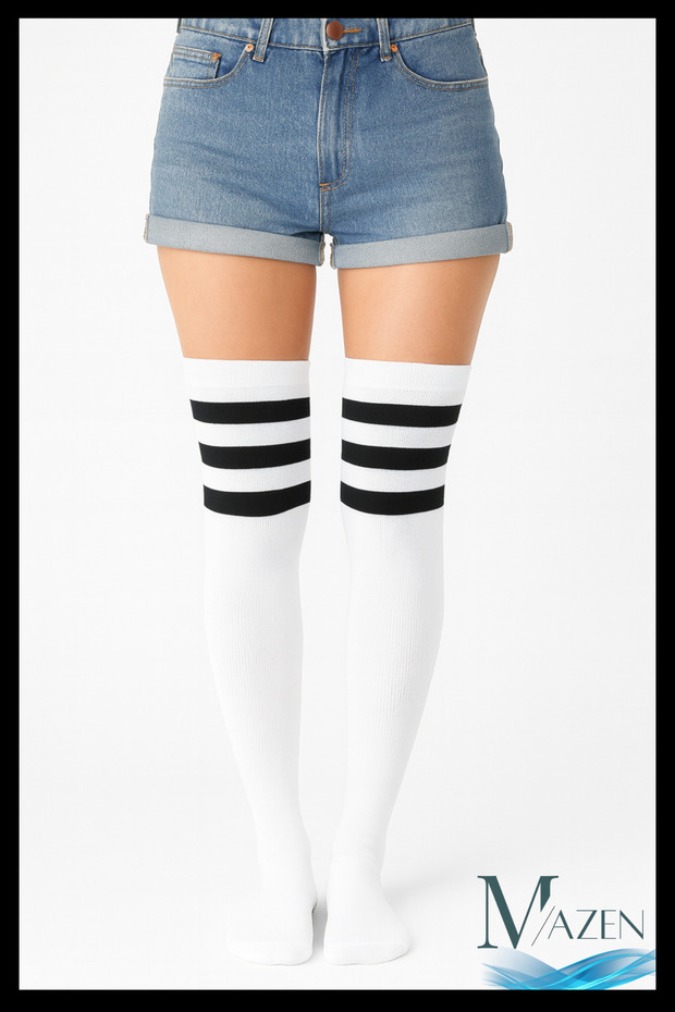 Black Striped Long Socks | Notebook Schoolgirl Style | Women's High Socks (36-42)