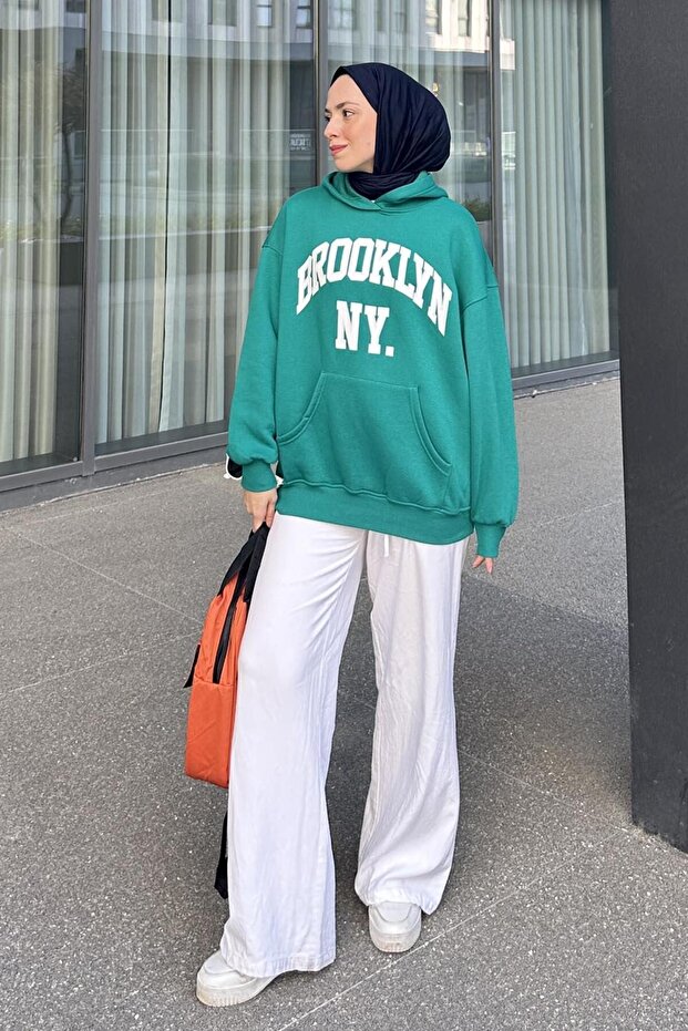 Brooklyn Printed Three Thread Sweat verde - 1