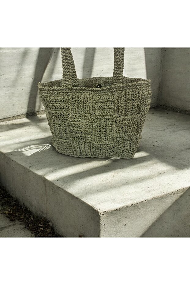 Haki El Yapımı Patchwork Çanta - 4