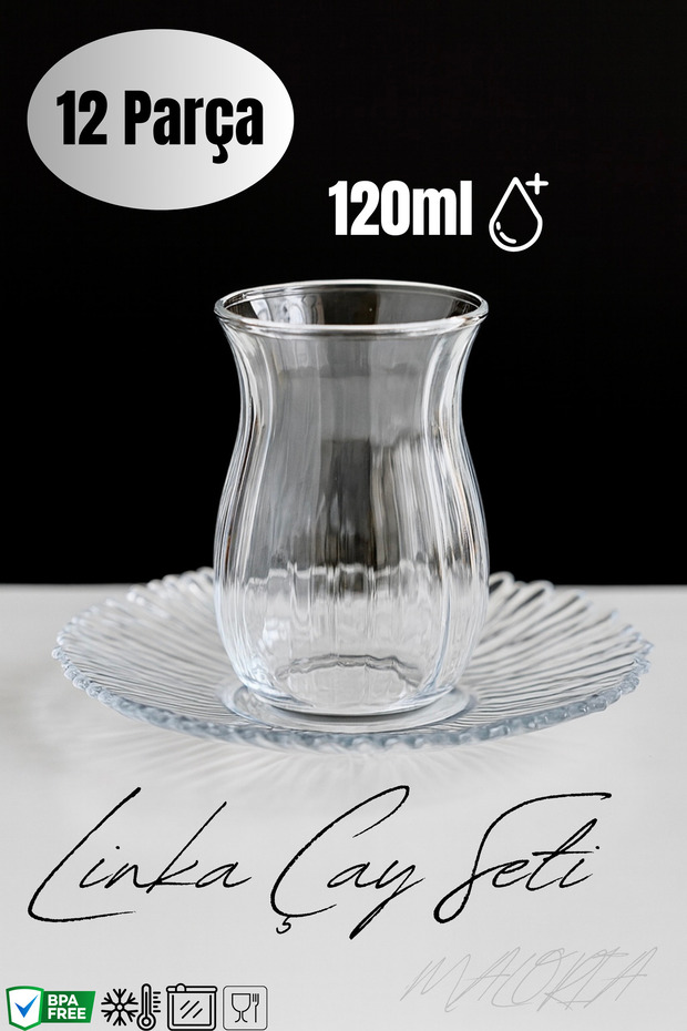 Linka Çay Seti | 12 Parça 6 Kişilik - 125ml - 1