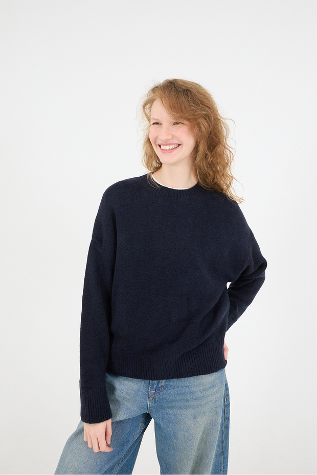 Bisiklet Yaka Uzun Kollu Triko Kazak K3380-A9 - 2