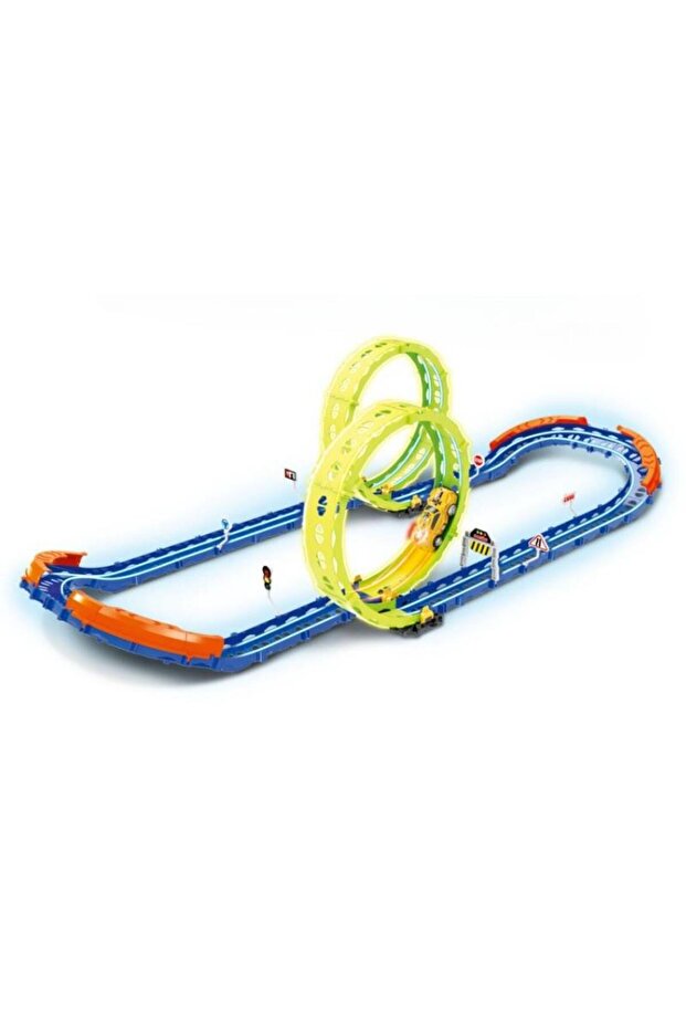 Glow Speed Track Race Track Set – 46 Pieces – Double Loop Light-Up, Fast Racing Car Play - 3