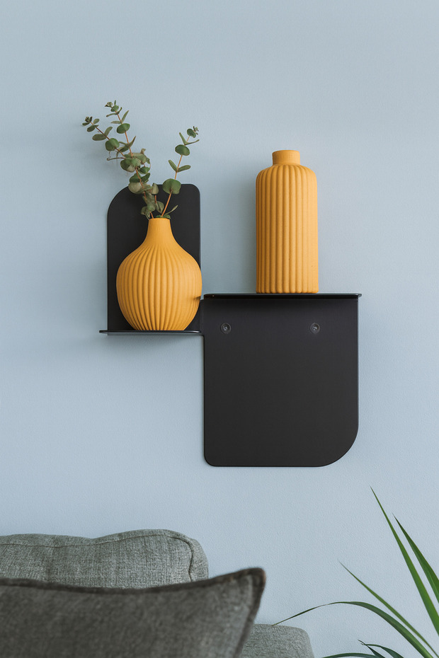 Minimal Raf Siyah Metal Yar Duvar Rafı – Dekoratif Half Moon Shelf – Modern Çelik Raf - 2