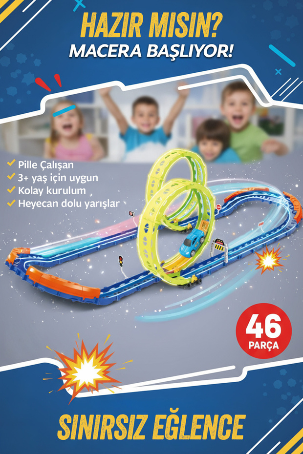 Glow Speed Track Race Track Set – 46 Pieces – Double Loop Light-Up, Fast Racing Car Play - 2