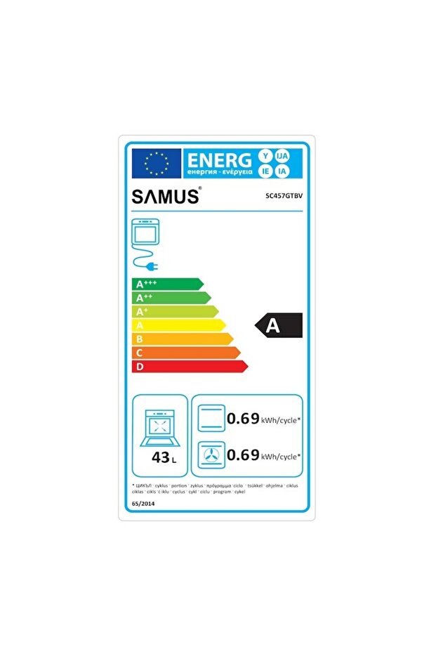 Built-in oven SC457GTBV, 43 L, 6 functions, Grill, Class A, 1900 W, Fan - 6