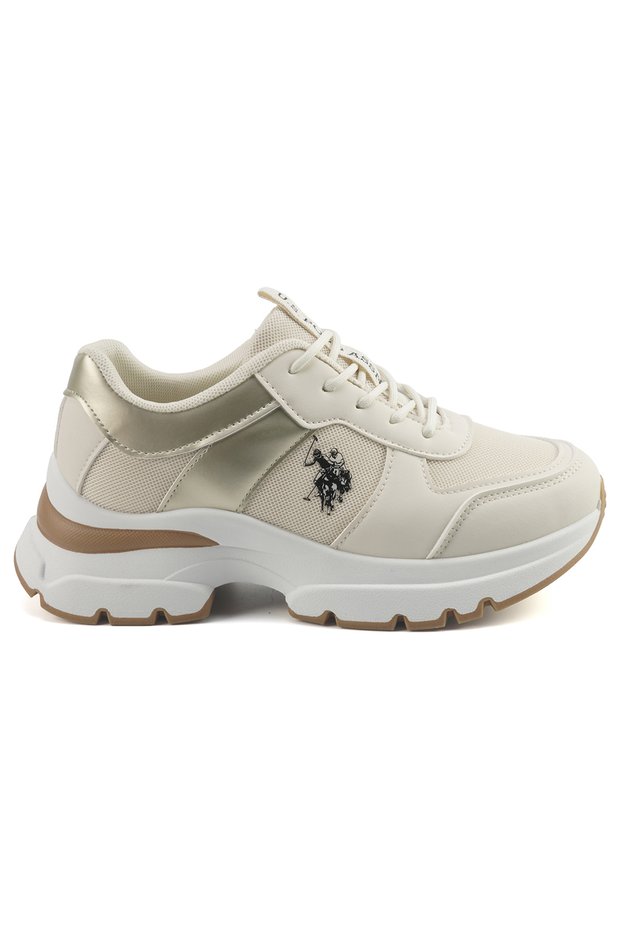Women's Beige Low-Top Sneakers - Lightweight & Trendy Design for Everyday Wear