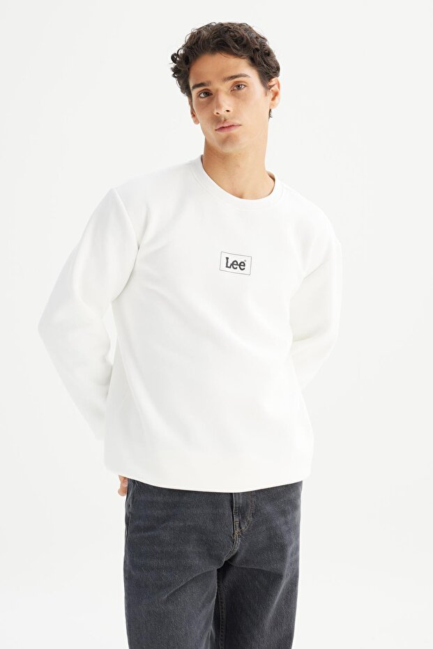 Bisiklet Yaka Sweatshirt Off White - 4